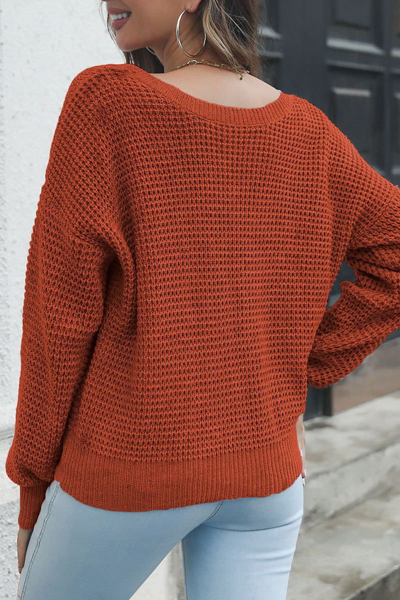 Suéteres casuales de cuello en V con parches sólidos (3 colores)