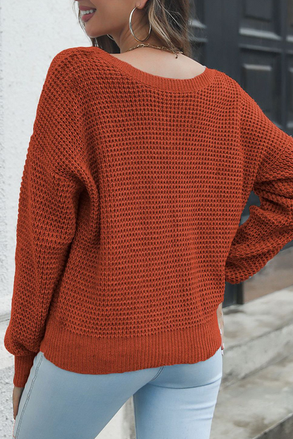 Suéteres casuales de cuello en V con parches sólidos (3 colores)