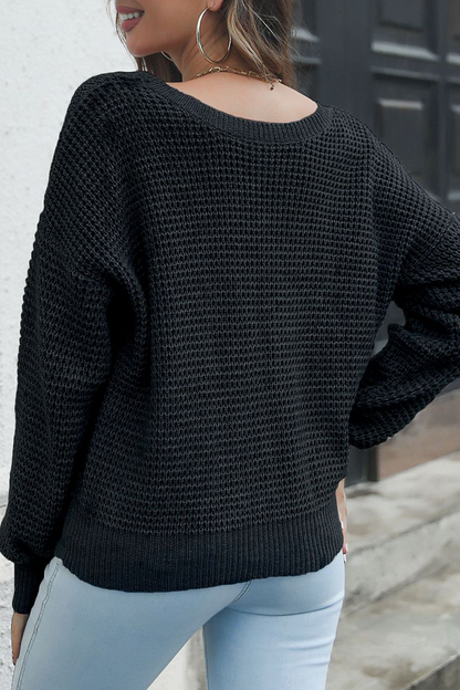 Suéteres casuales de cuello en V con parches sólidos (3 colores)