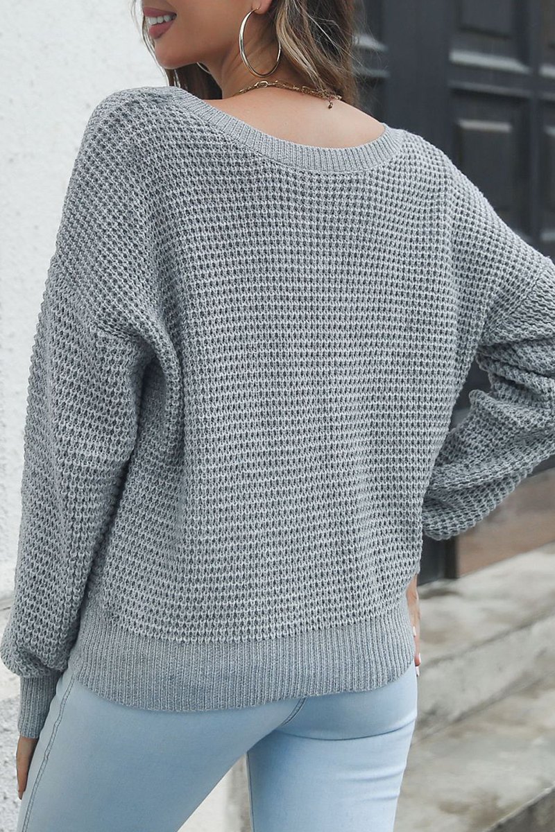 Suéteres casuales de cuello en V con parches sólidos (3 colores)
