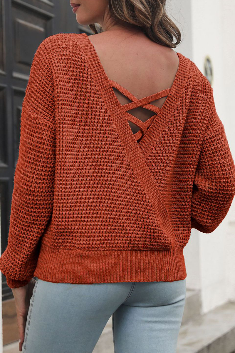 Suéteres casuales de cuello en V con parches sólidos (3 colores)