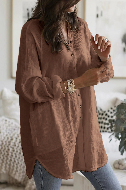 Blusas casuales de cuello vuelto con parches lisos (3 colores)
