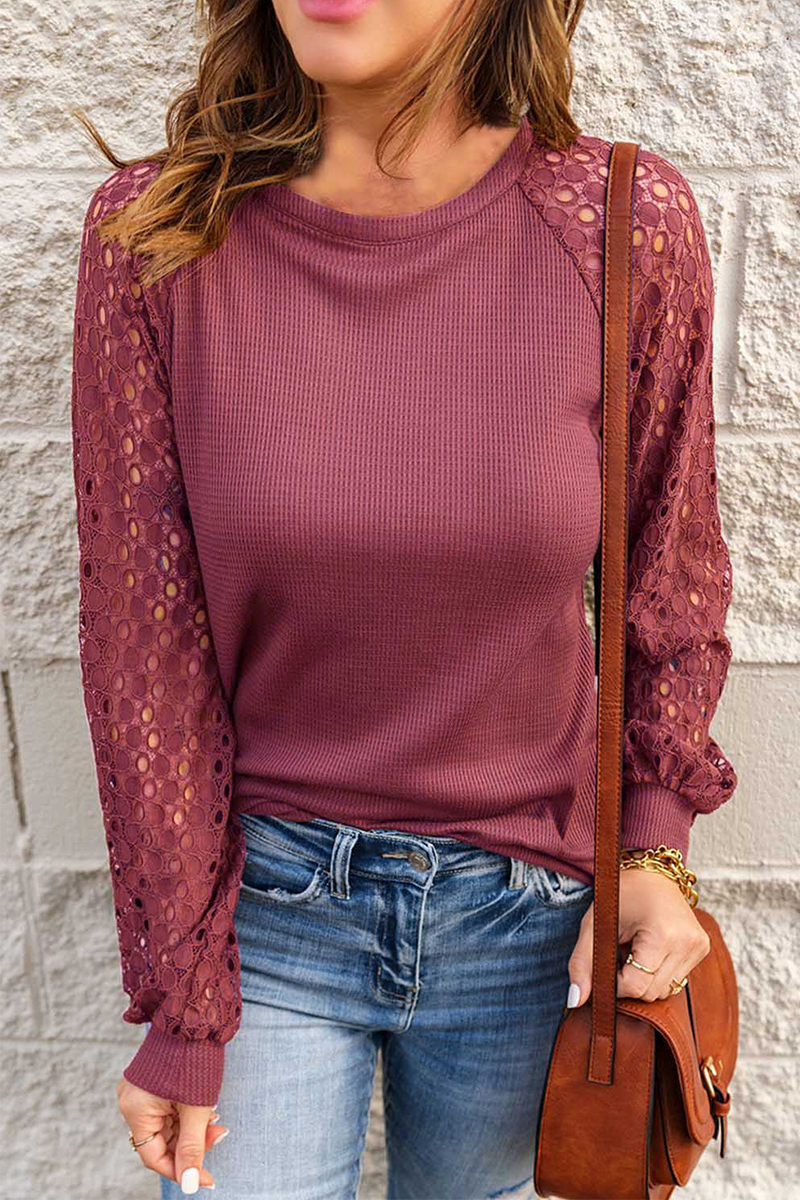Tops casuales de cuello redondo ahuecados y sólidos (5 colores)