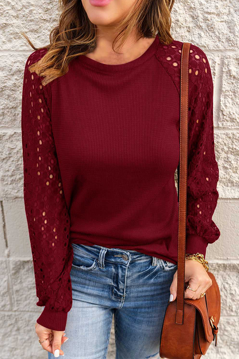 Tops casuales de cuello redondo ahuecados y sólidos (5 colores)