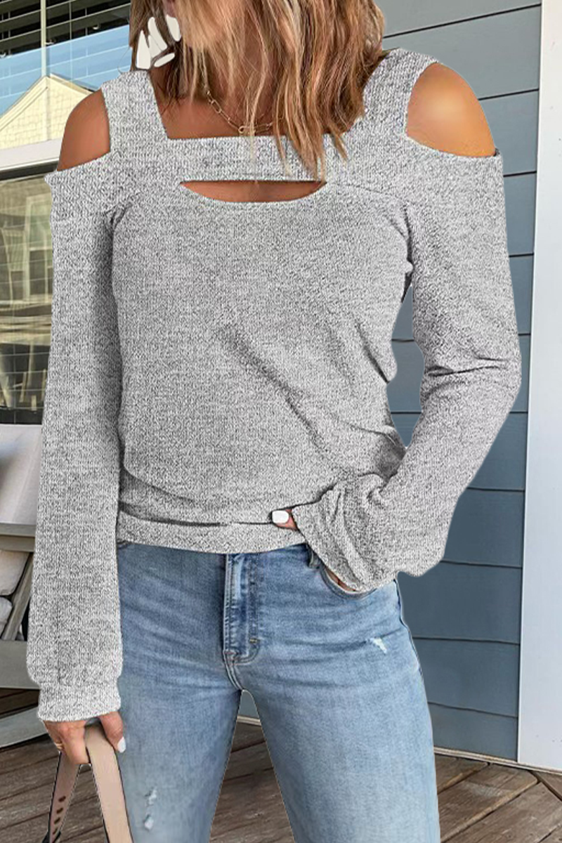 Tops casuales de cuello cuadrado con parches sólidos (7 colores)