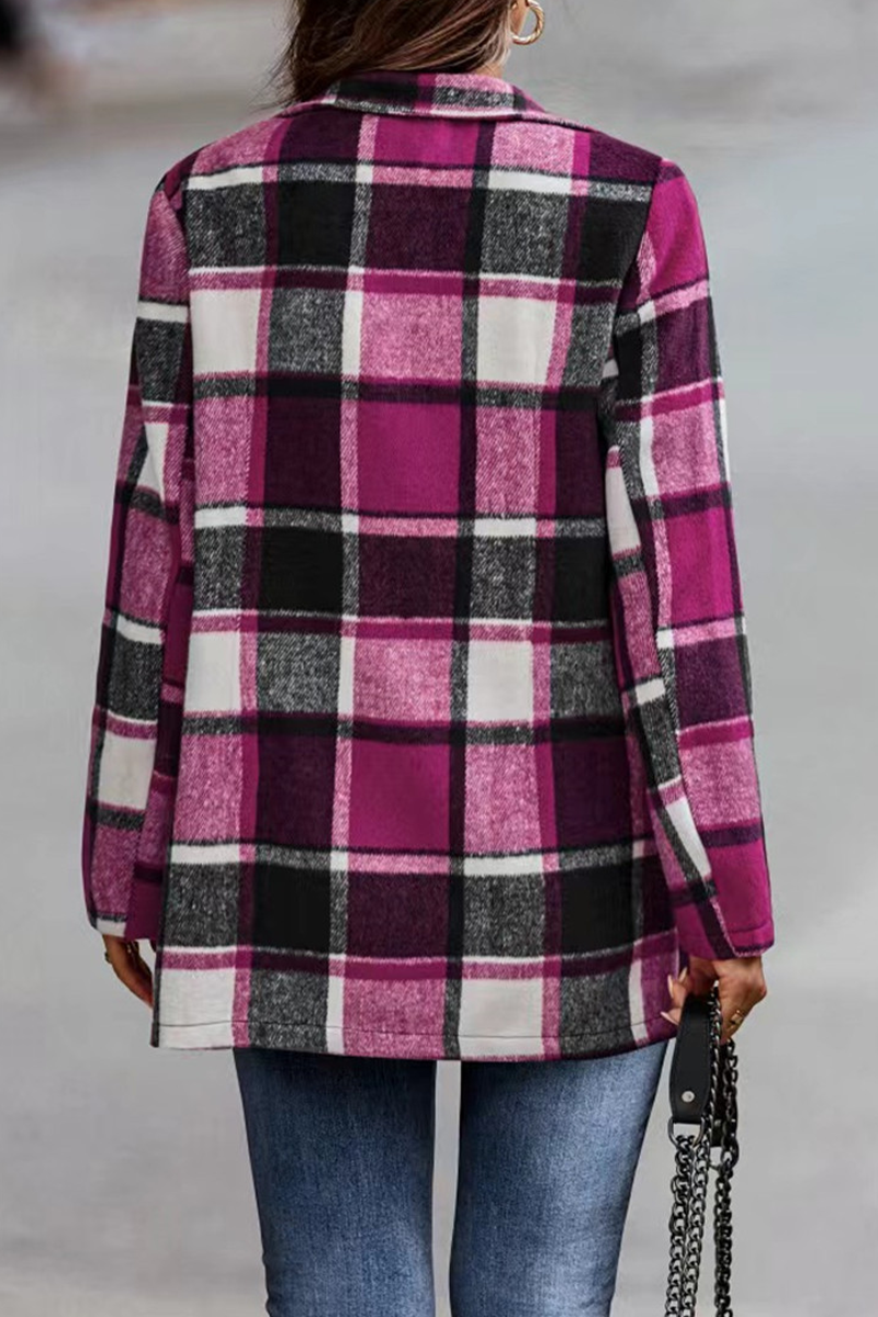 Prendas de abrigo con cuello vuelto, de patchwork y cuadros a la moda (6 colores)