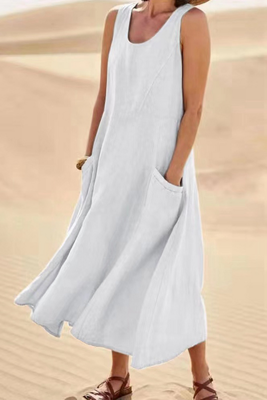 Casual Solid Patchwork U Neck Straight Dresses(7 colors)