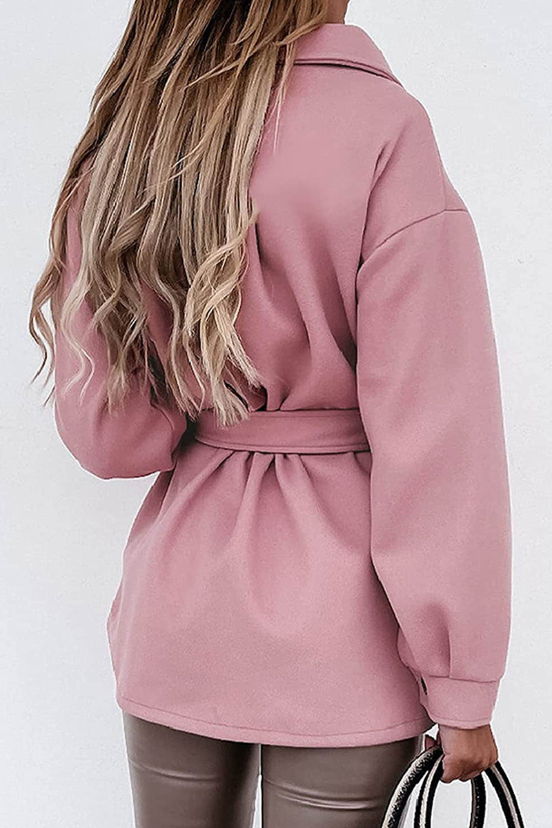 Prendas de abrigo informales con cuello vuelto y parches lisos (9 colores)