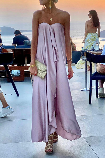 Vestidos rectos sin tirantes con parches lisos de moda (4 colores)