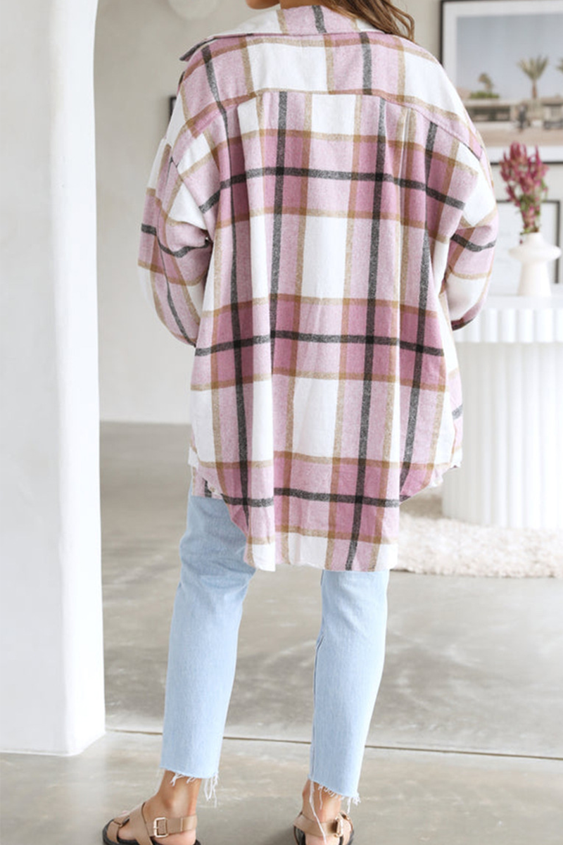 Tops casuales de cuello vuelto con patchwork a cuadros (5 colores)