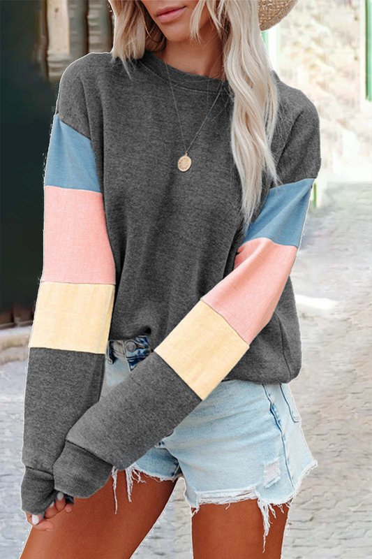 Tops de cuello redondo con parches lisos de calle (3 colores)