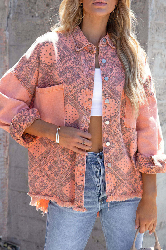Prendas de abrigo informales de moda con cuello vuelto y hebilla estampada