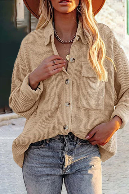 Blusas casuales de cuello vuelto con bolsillos lisos (8 colores)