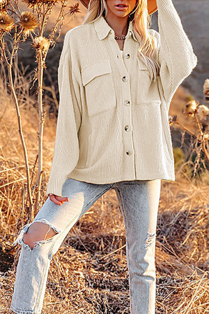 Blusas casuales de cuello vuelto con bolsillos lisos (8 colores)