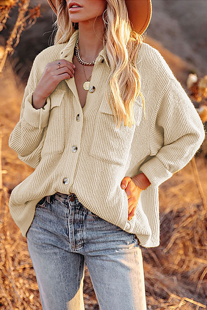 Blusas casuales de cuello vuelto con bolsillos lisos (8 colores)