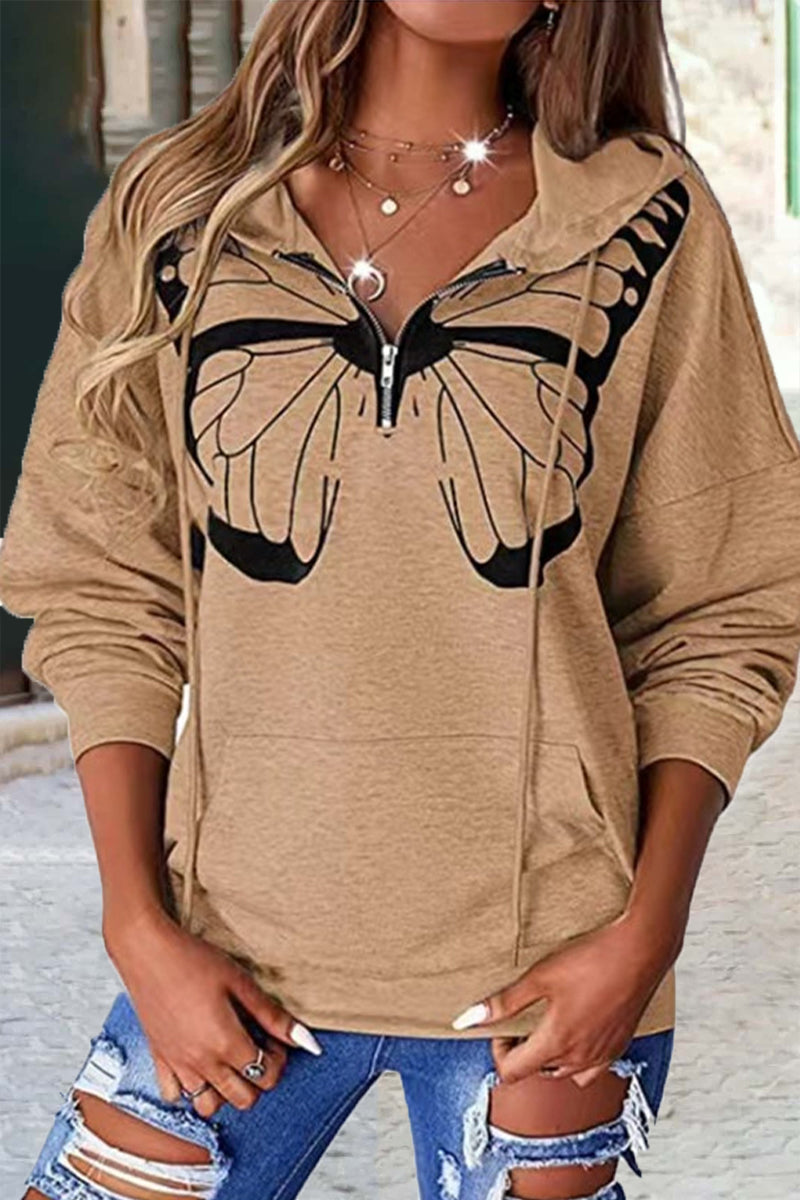 Tops con capucha y cuello de patchwork con estampado informal de moda (6 colores)