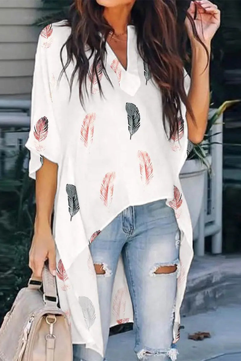 Tops con cuello en V y estampados de simplicidad de moda (5 colores)