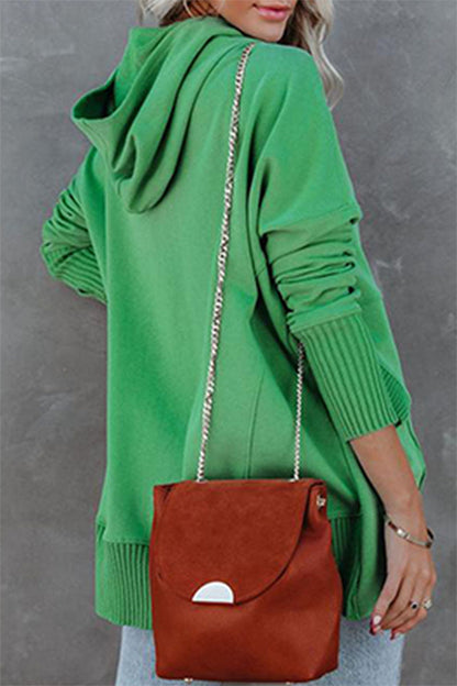 Sudadera con capucha y cuello con hebilla y bolsillo liso informal (9 colores)