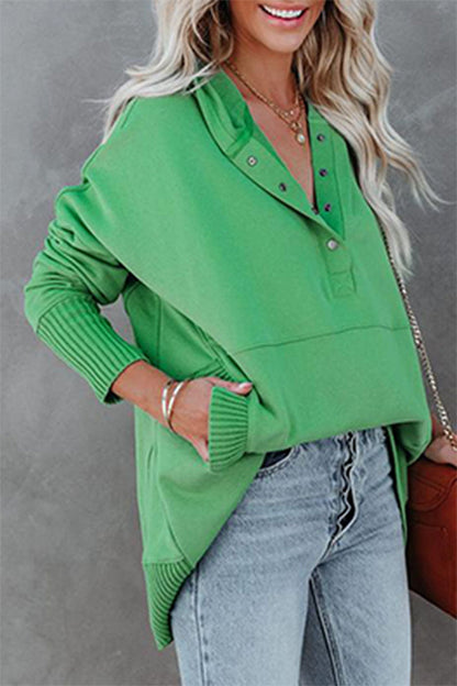 Sudadera con capucha y cuello con hebilla y bolsillo liso informal (9 colores)