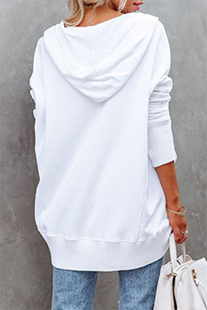 Sudadera con capucha y cuello con hebilla y bolsillo liso informal (9 colores)
