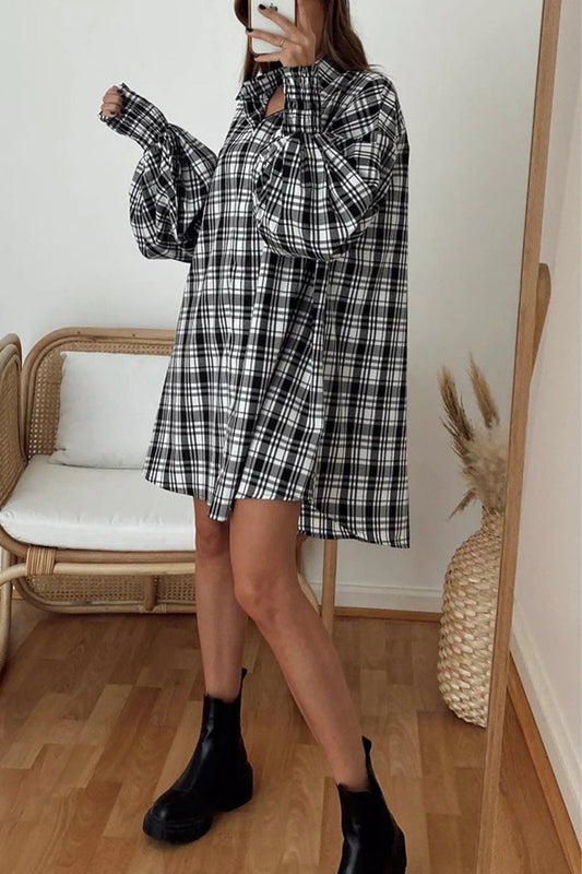 Blusas de moda con cuello vuelto y hebilla a cuadros (3 colores)
