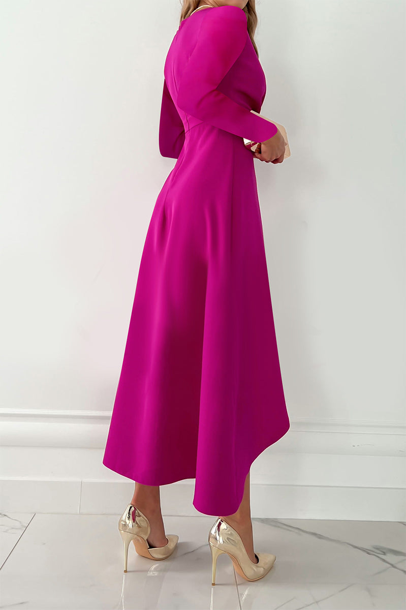 Vestidos asimétricos de cuello en V con patchwork liso de moda