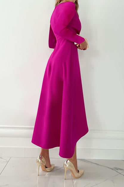 Vestidos asimétricos de cuello en V con patchwork liso de moda