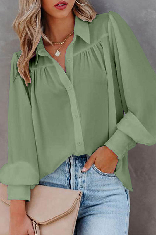 Blusas de cuello vuelto con botones lisos de moda (8 colores)