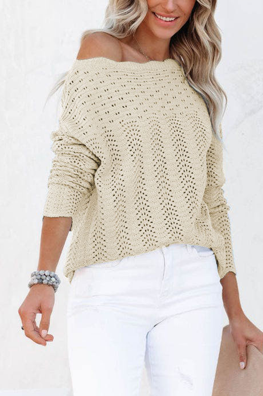 Suéteres casuales de cuello redondo con parches ahuecados y sólidos (7 colores)
