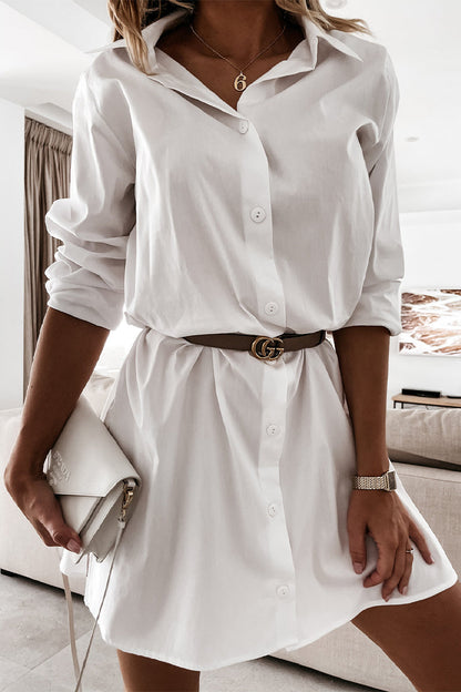 Vestidos casuales de falda de un solo paso con cuello POLO y patchwork sólido