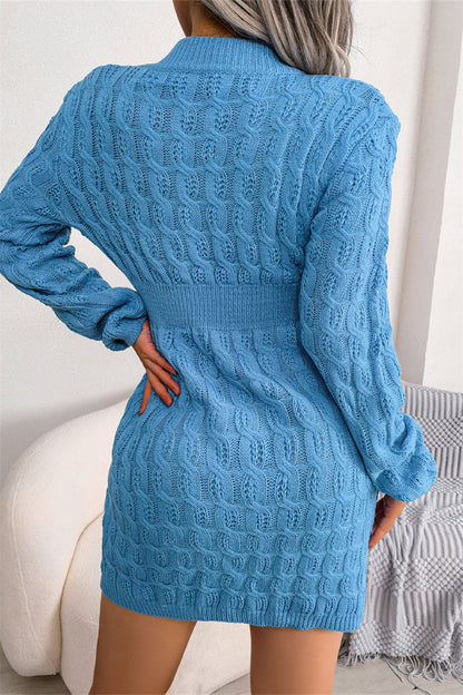 Vestidos casuales de moda con cuello redondo, manga larga y parches sólidos
