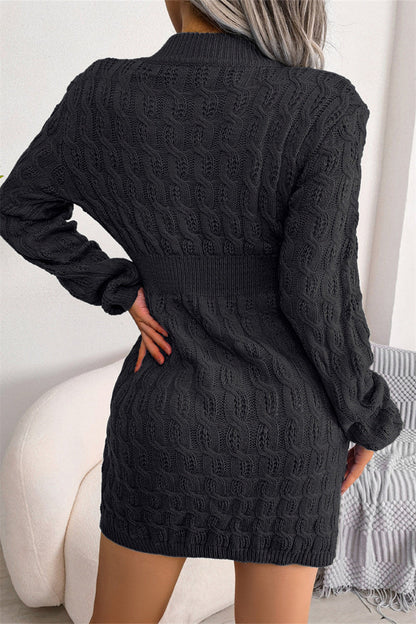 Vestidos casuales de moda con cuello redondo, manga larga y parches sólidos