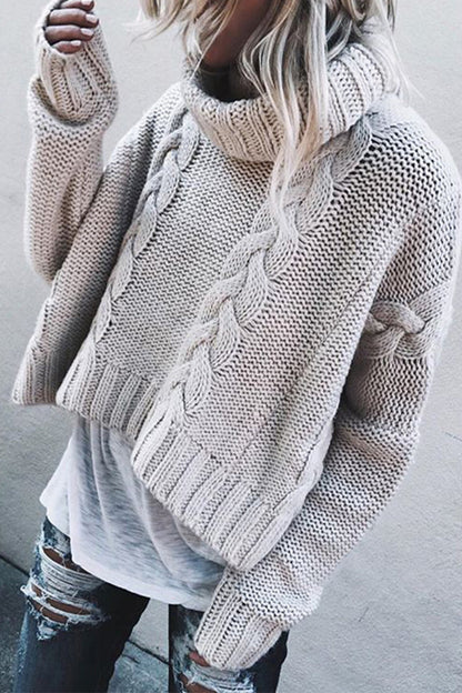 Suéteres casuales lisos con cuello de bufanda (3 colores)