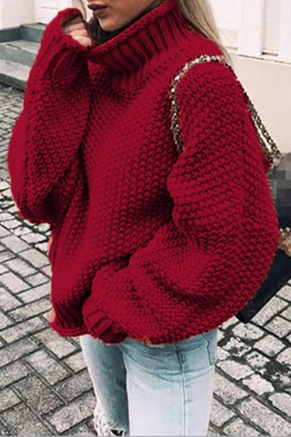 Suéteres casuales de cuello alto con parches lisos de moda (14 colores)