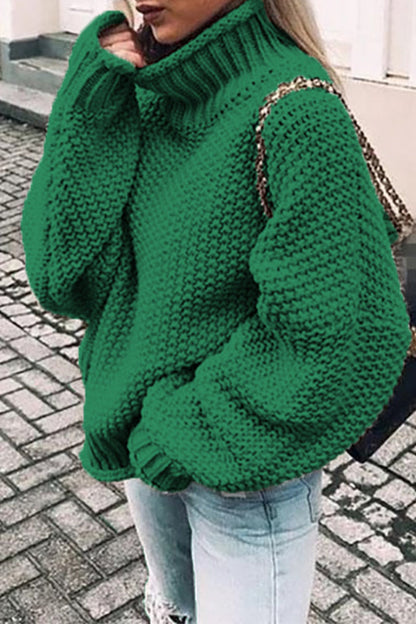 Suéteres casuales de cuello alto con parches lisos de moda (14 colores)