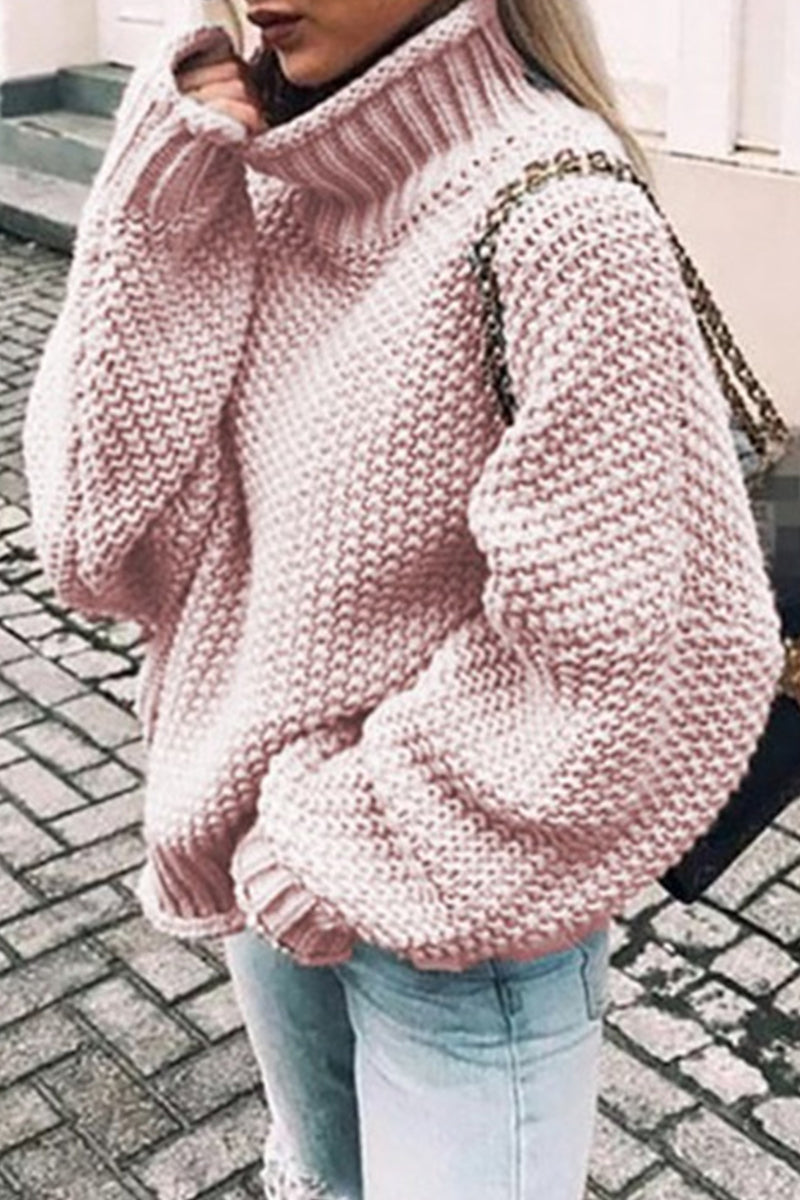 Suéteres casuales de cuello alto con parches lisos de moda (14 colores)