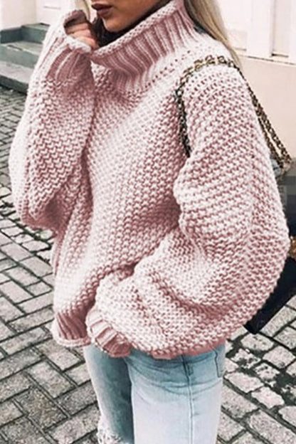Suéteres casuales de cuello alto con parches lisos de moda (14 colores)