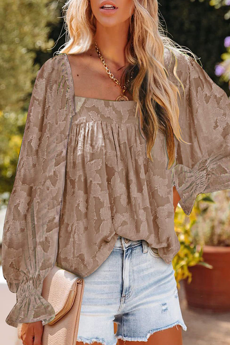 Blusas elegantes de cuello cuadrado con estampado de patchwork a la moda (3 colores)