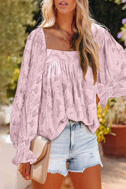 Blusas elegantes de cuello cuadrado con estampado de patchwork a la moda (3 colores)