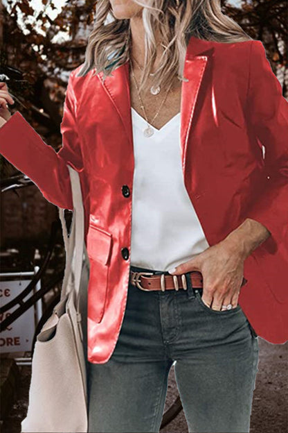 Prenda exterior de moda con cuello vuelto, botones y bolsillos lisos (5 colores)