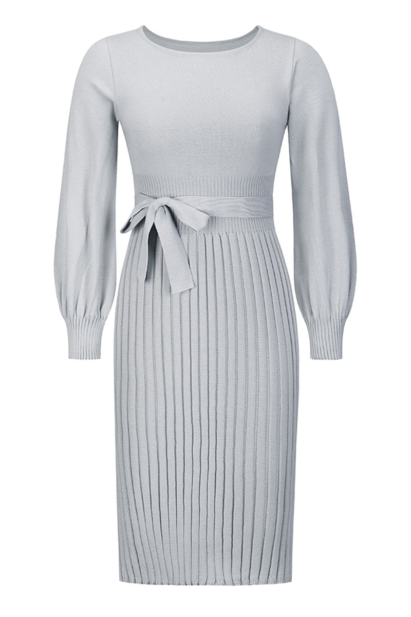 Vestidos de falda de un solo paso con cuello redondo y vendaje sólido (4 colores)