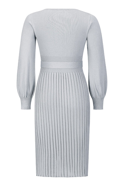 Vestidos de falda de un solo paso con cuello redondo y vendaje sólido (4 colores)