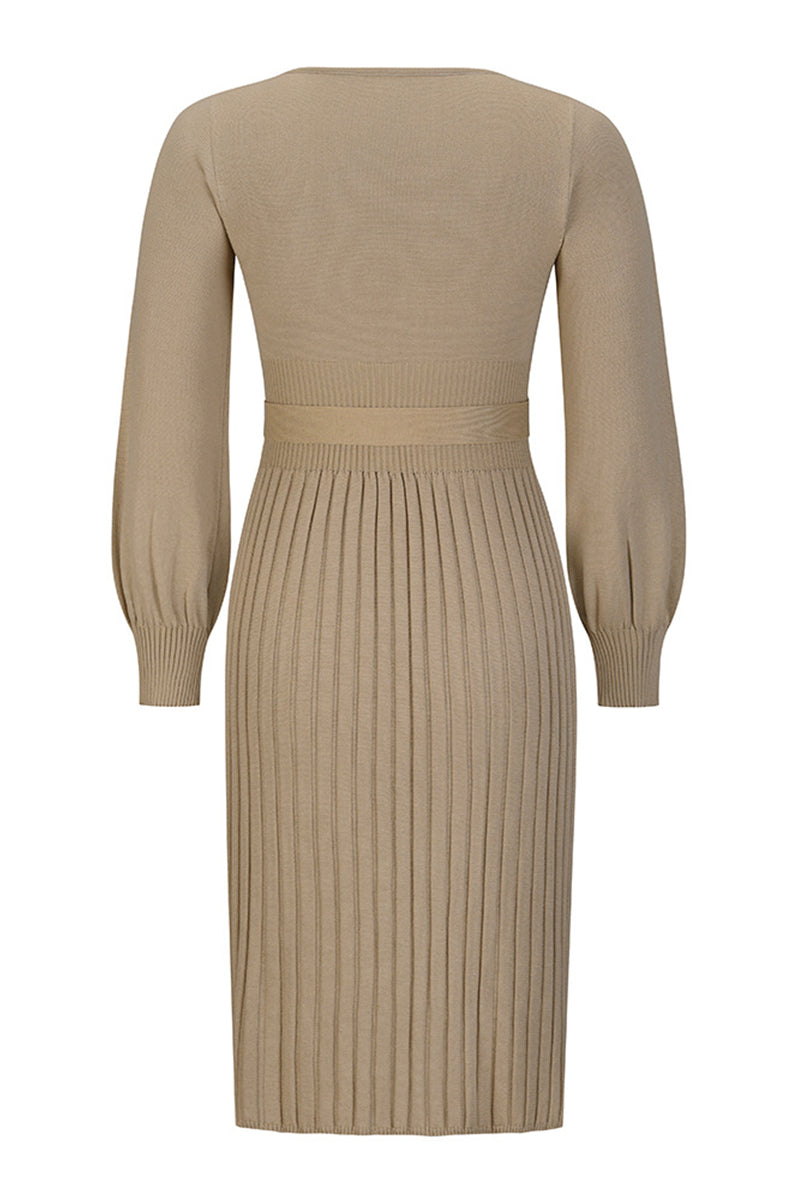 Vestidos de falda de un solo paso con cuello redondo y vendaje sólido (4 colores)