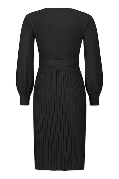 Vestidos de falda de un solo paso con cuello redondo y vendaje sólido (4 colores)