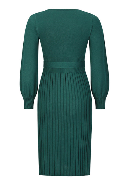 Vestidos de falda de un solo paso con cuello redondo y vendaje sólido (4 colores)