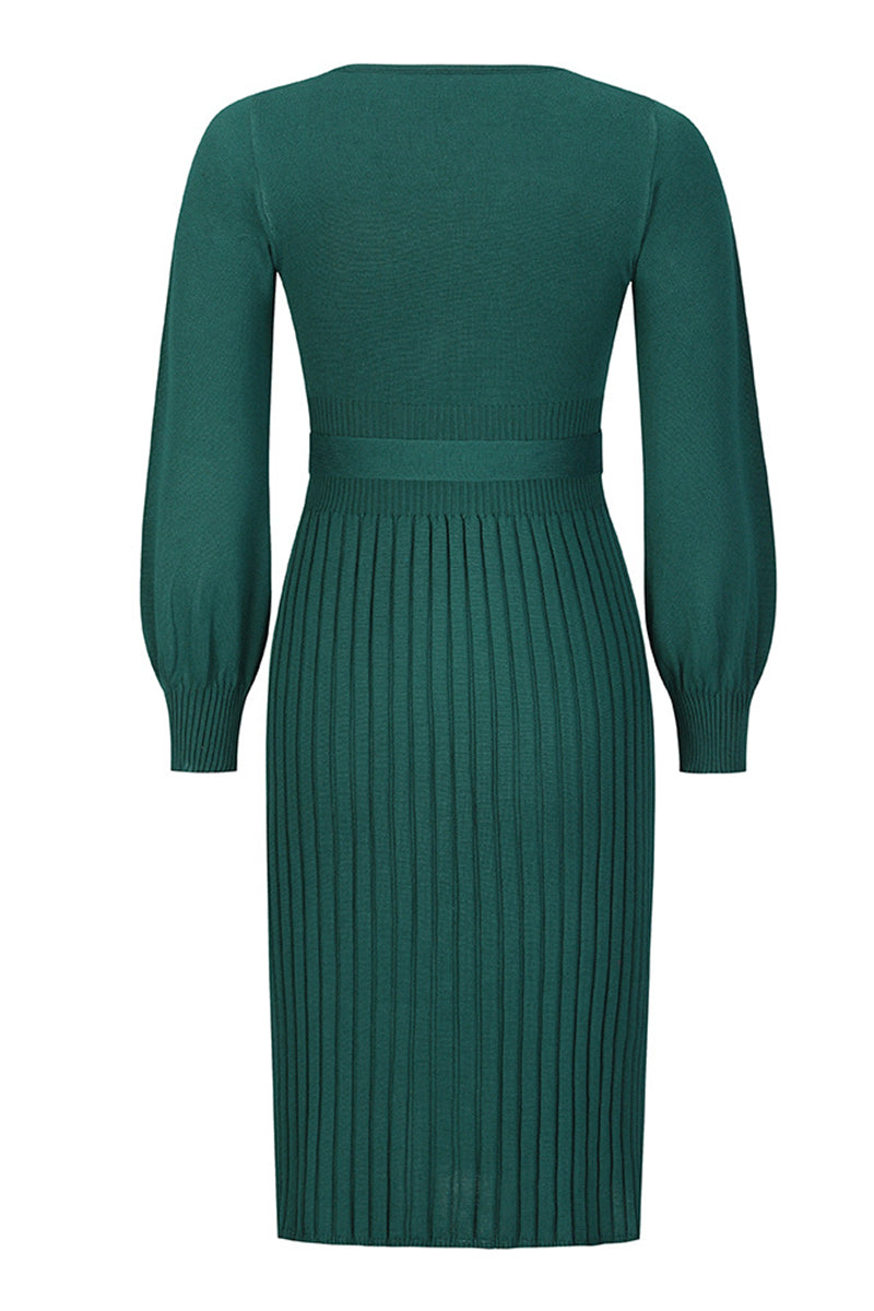 Vestidos de falda de un solo paso con cuello redondo y vendaje sólido (4 colores)