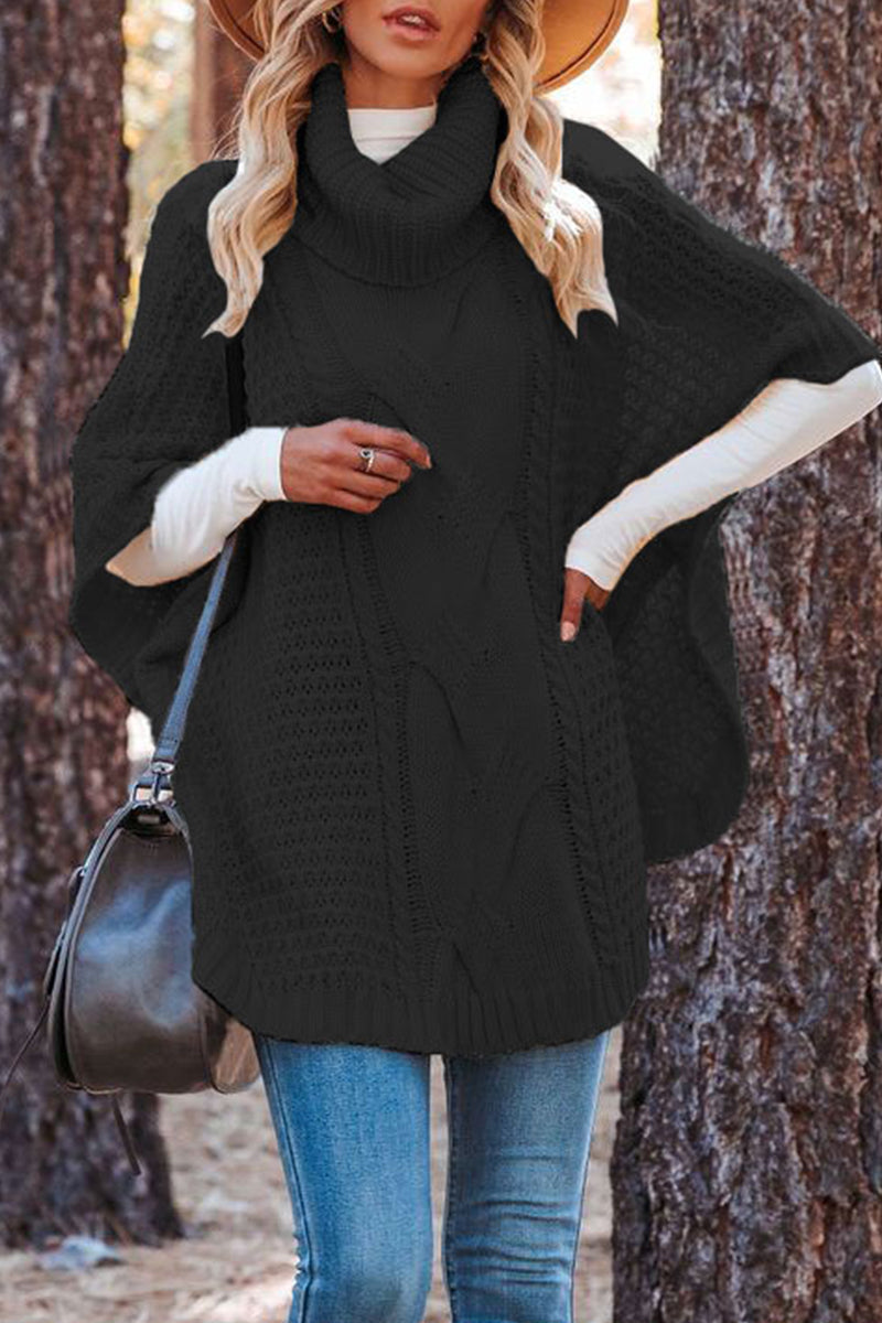 Suéteres de cuello alto con parches lisos de moda (3 colores)