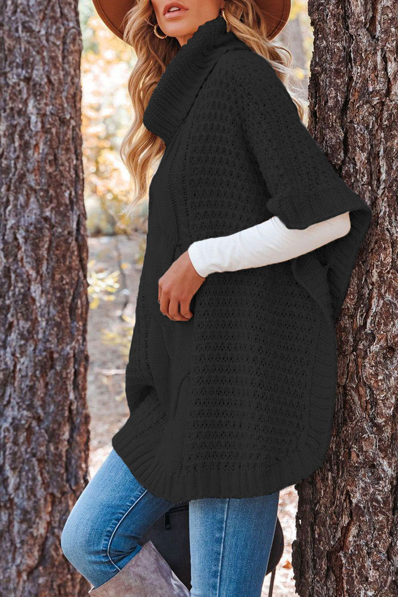 Suéteres de cuello alto con parches lisos de moda (3 colores)