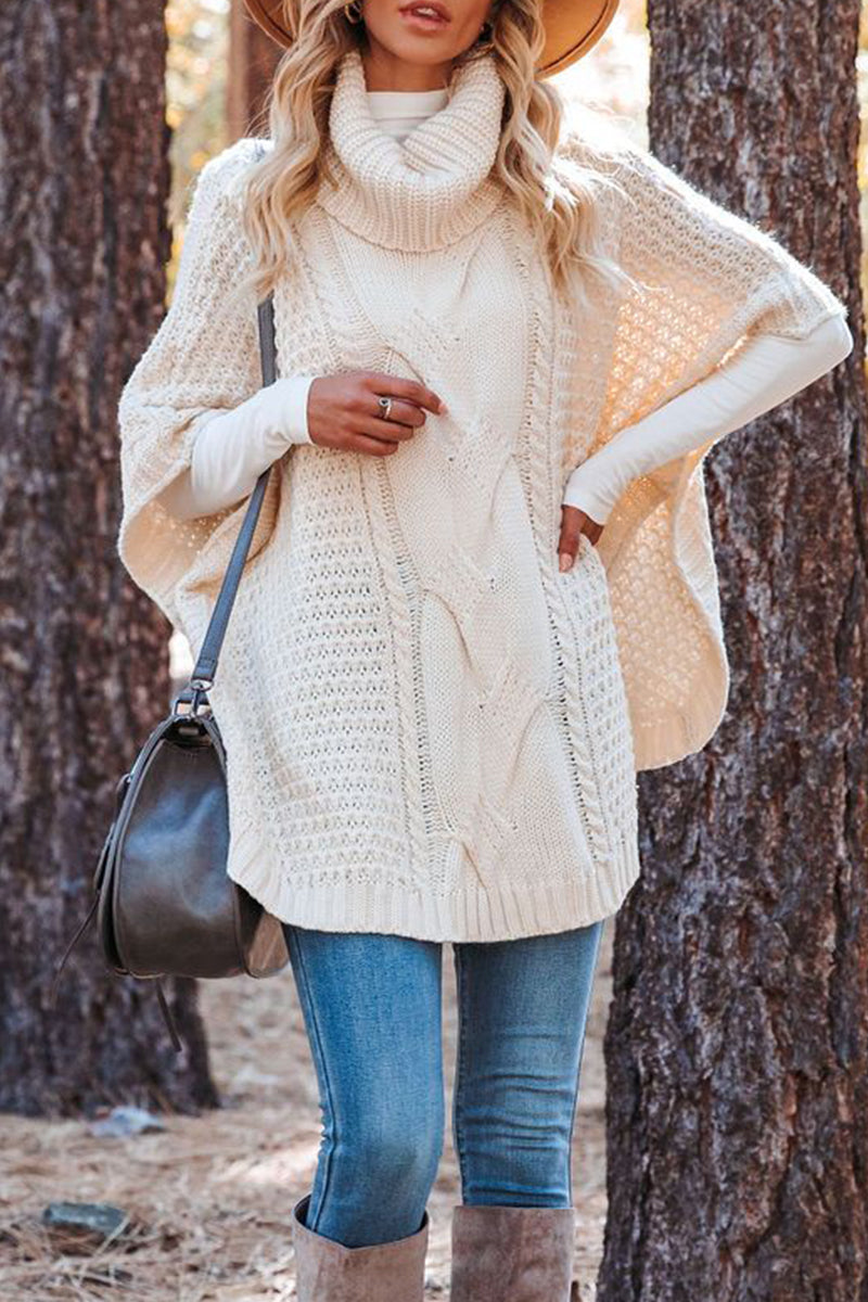 Suéteres de cuello alto con parches lisos de moda (3 colores)