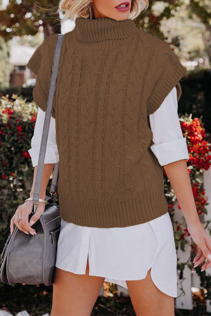 Suéteres casuales de cuello alto con parches sólidos (4 colores)